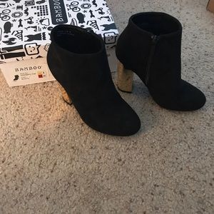 Bamboo Black and Gold Booties